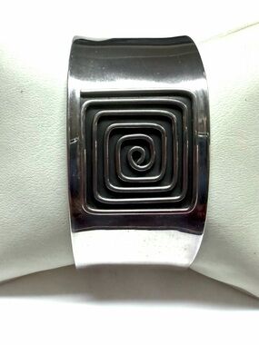 Vintage Dominique Dinouart Sterling Silver Swirl Cuff Bracelet DDD Mexico